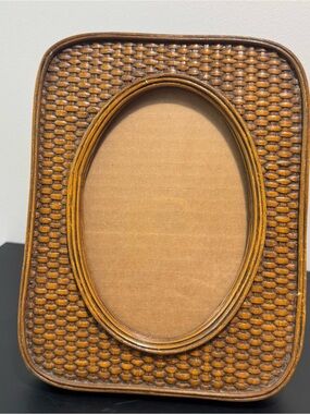 Vintage Woven Wicker and Rattan Picture Frame